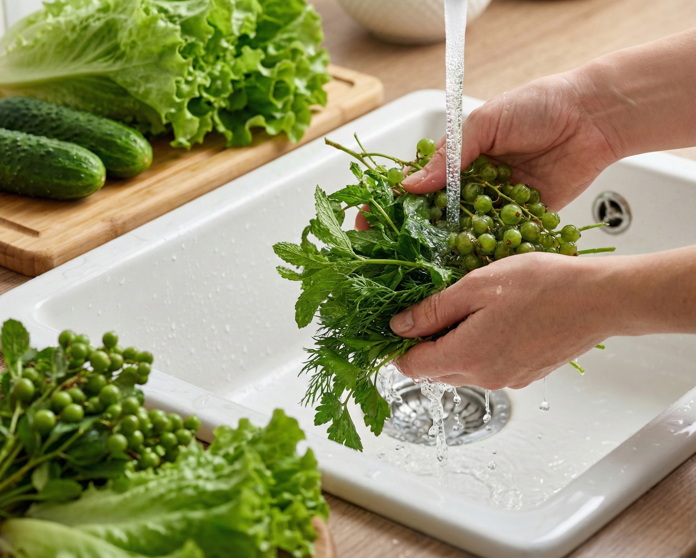 Waschen von frischen Kräutern
